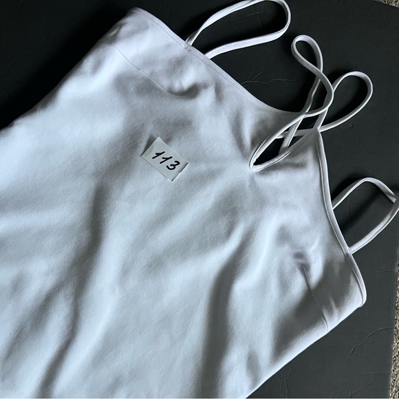 Zara White Elastic Trim Mini Dress Size M Spaghetti Strap New - Picture 7 of 16